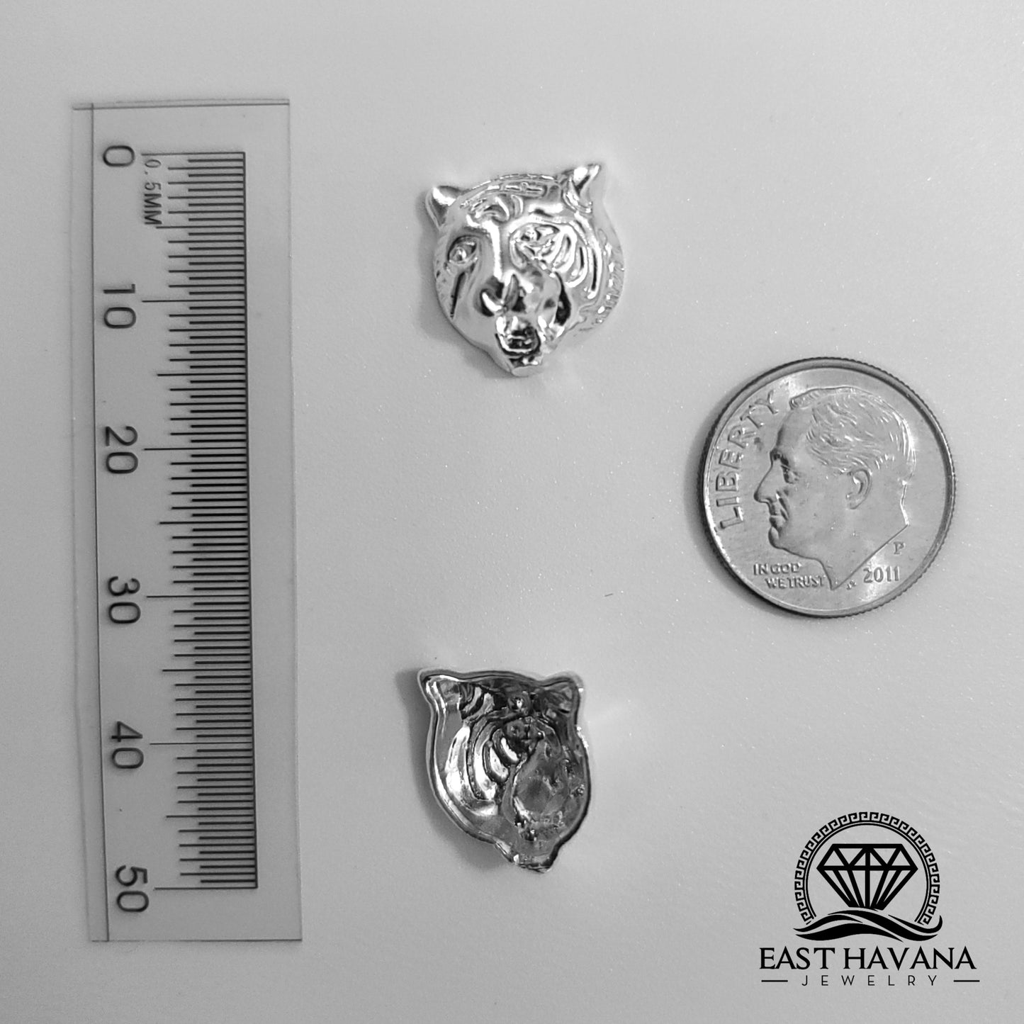 Tiger Face .950 Silver Casting