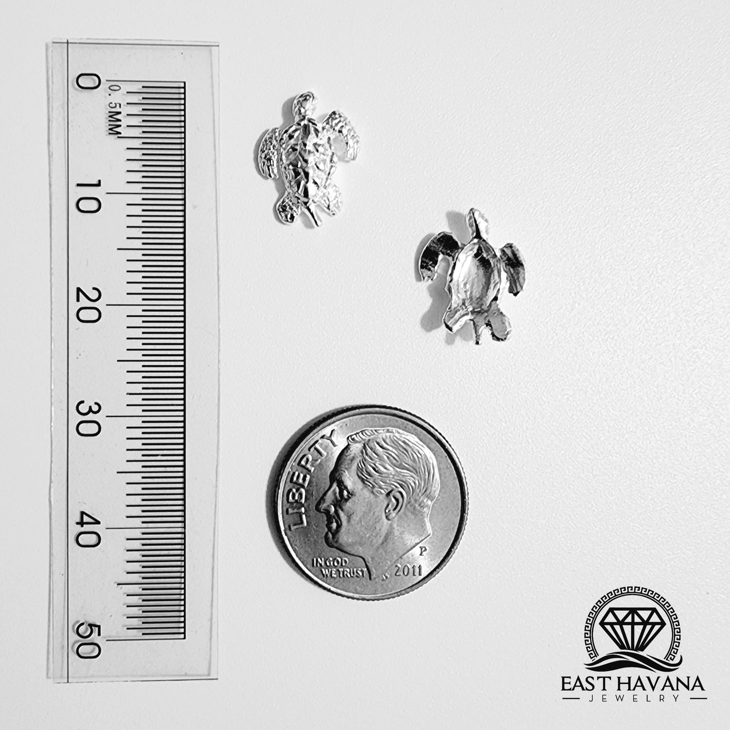 Tortuga de plata fundida .950