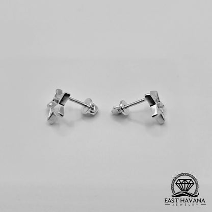 EARRINGS - Star Pair [left & right] with screw-on backs .950 Silver