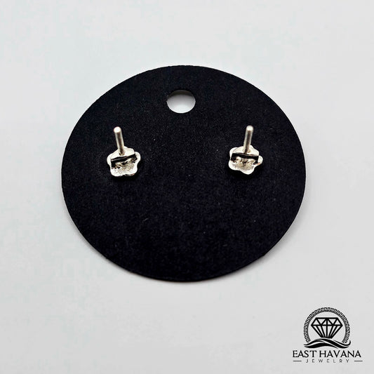 EARRINGS - Hibiscus Flower Pair [left & right] with Flower screw-on backs .950 Silver