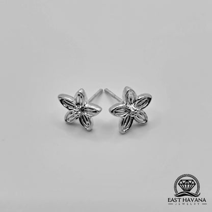 EARRINGS - Flower Pair [left & right] with Flower screw-on backs .950 Silver