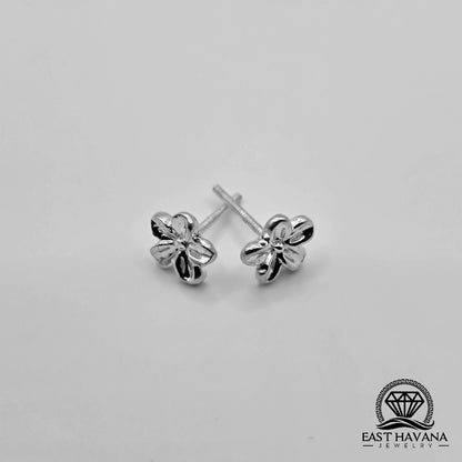 EARRINGS - Flower Pair [left & right] with Flower screw-on backs .950 Silver