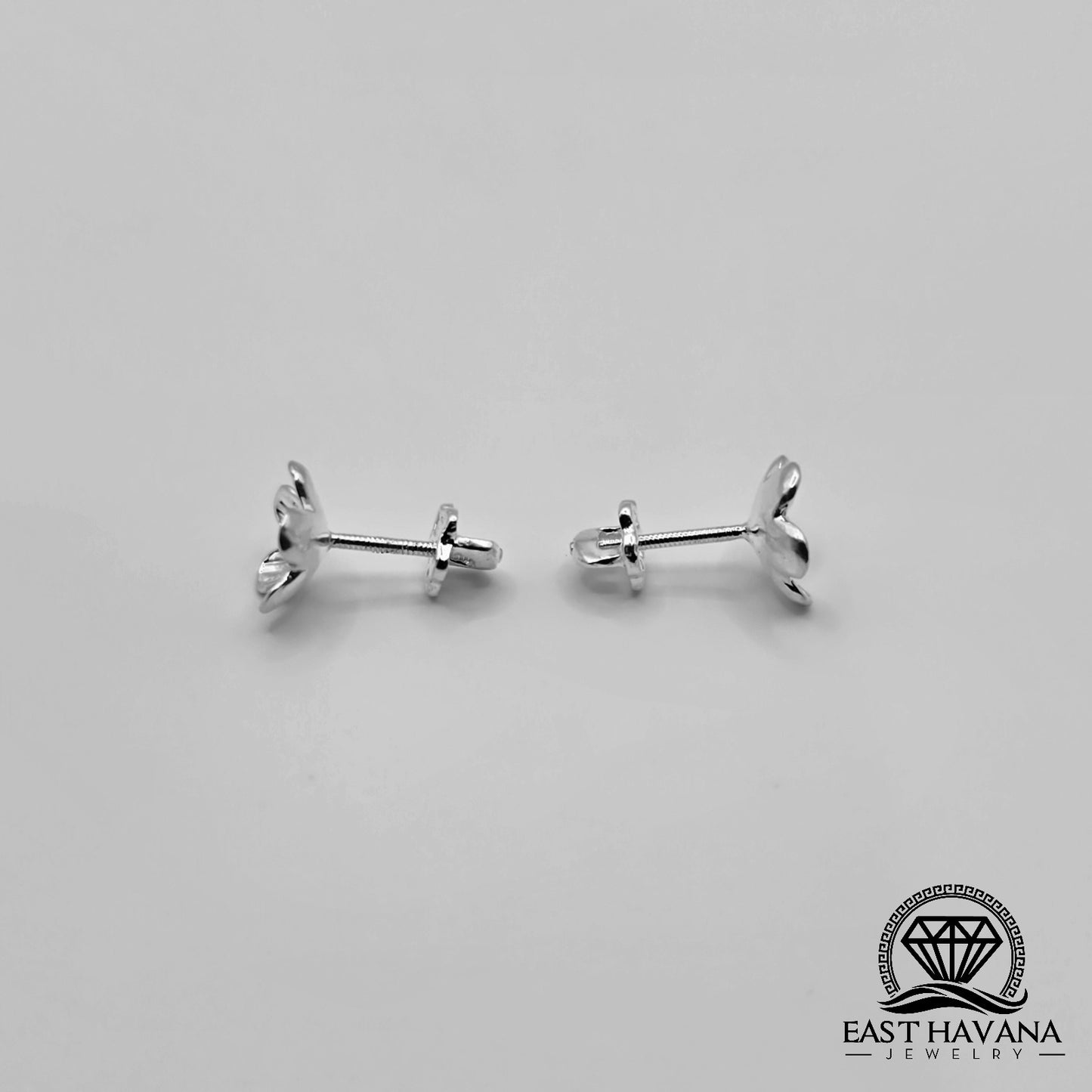 EARRINGS - Flower Pair [left & right] with Flower screw-on backs .950 Silver