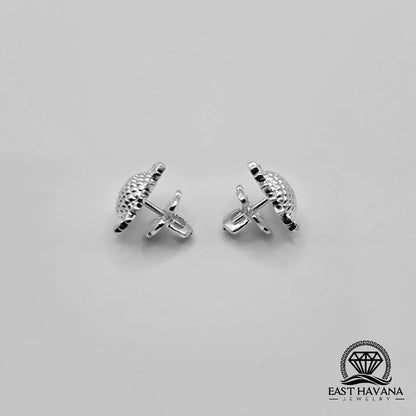 EARRINGS - Sunflower Pair [left & right] with Flower screw-on backs .950 Silver