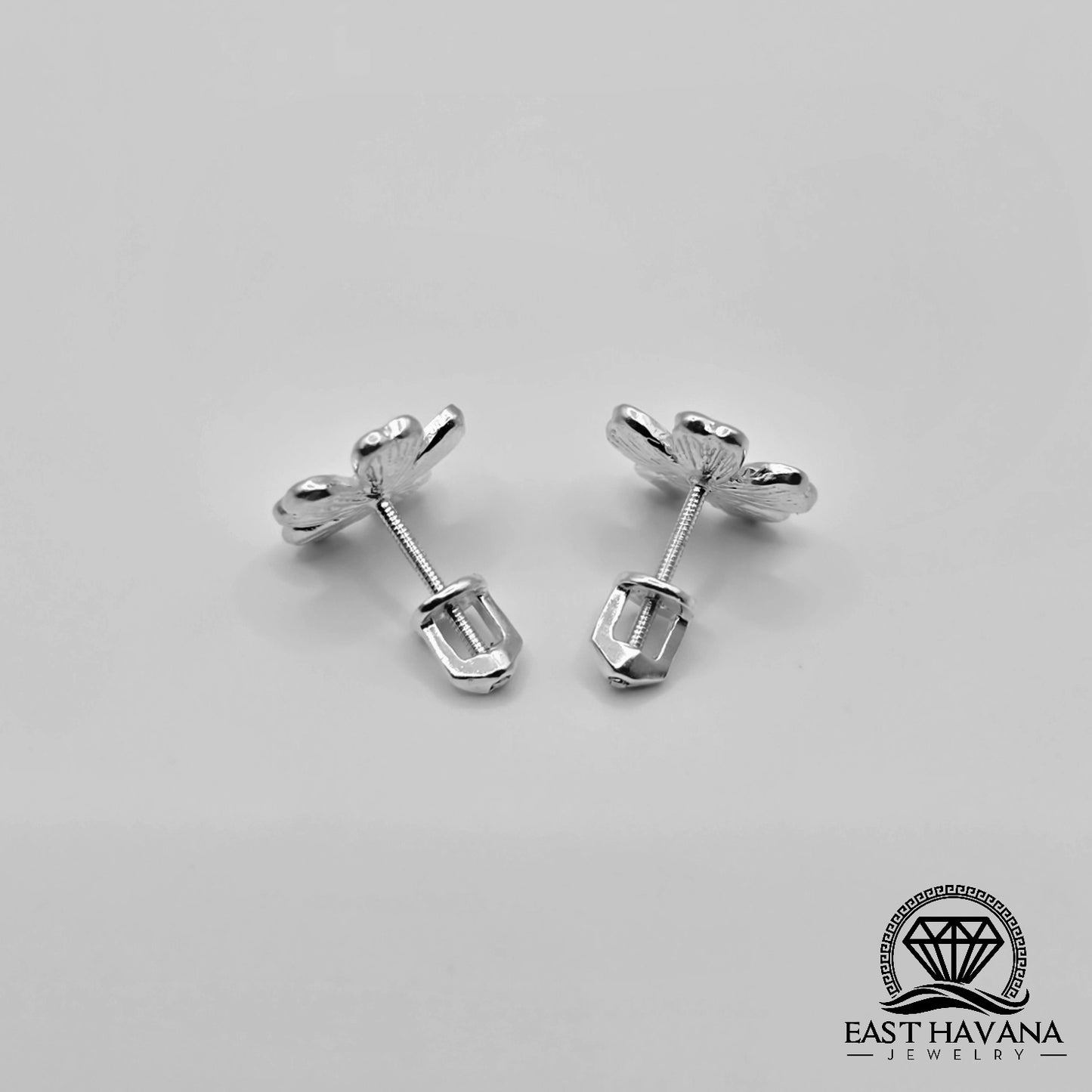 EARRINGS - Flower Pair [left & right] with screw-on backs .950 Silver