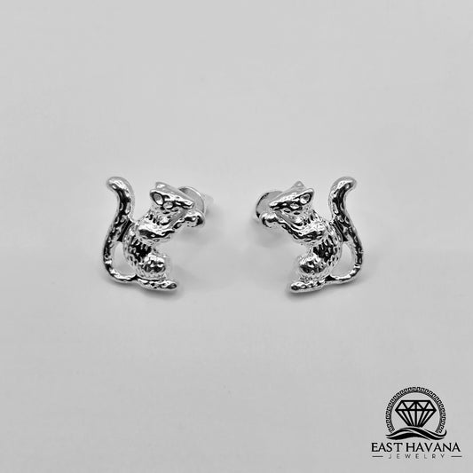 EARRINGS - Squirrel Pair [left & right] with screw-on backs .950 Silver