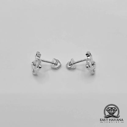 EARRINGS - Planet Saturn Pair [left & right] with screw-on backs .950 Silver