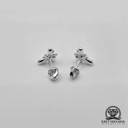 EARRINGS - Tiny Bee Pair [left & right] with screw-on backs .950 Silver