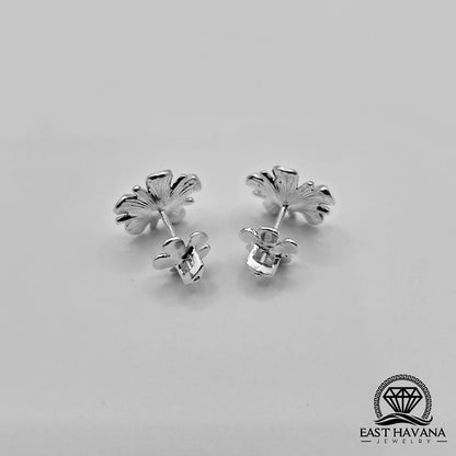 EARRINGS - Flower Pair [left & right] with Flower screw-on backs .950 Silver