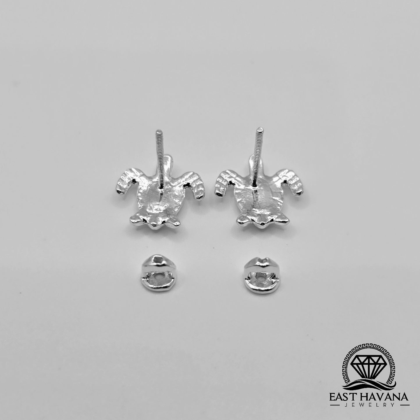 EARRINGS - Turtle Pair [left & right] with screw-on backs .950 Silver