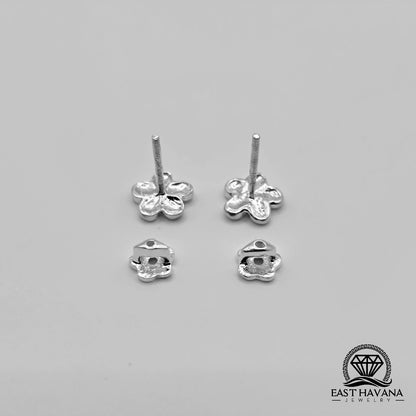 EARRINGS - Flower Pair [left & right] with Flower screw-on backs .950 Silver