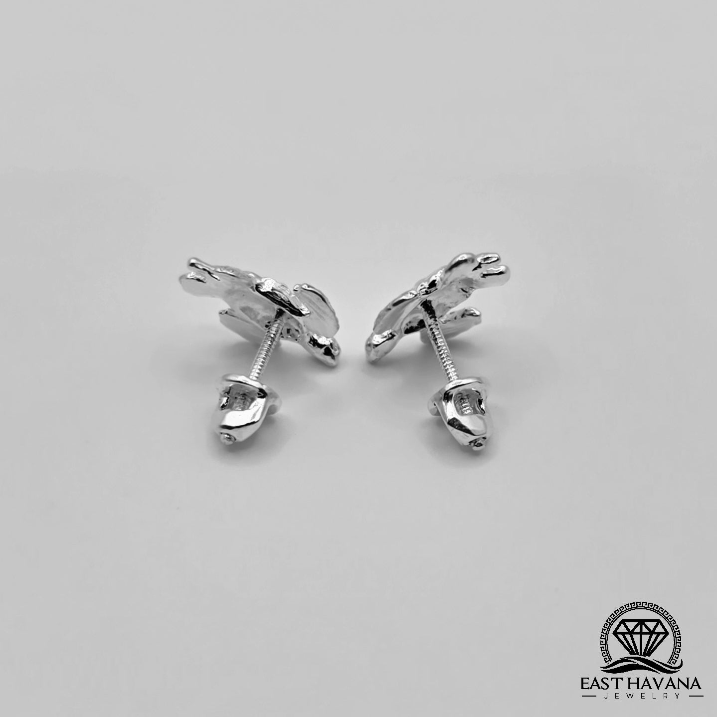 EARRINGS - Turtle Pair [left & right] with screw-on backs .950 Silver