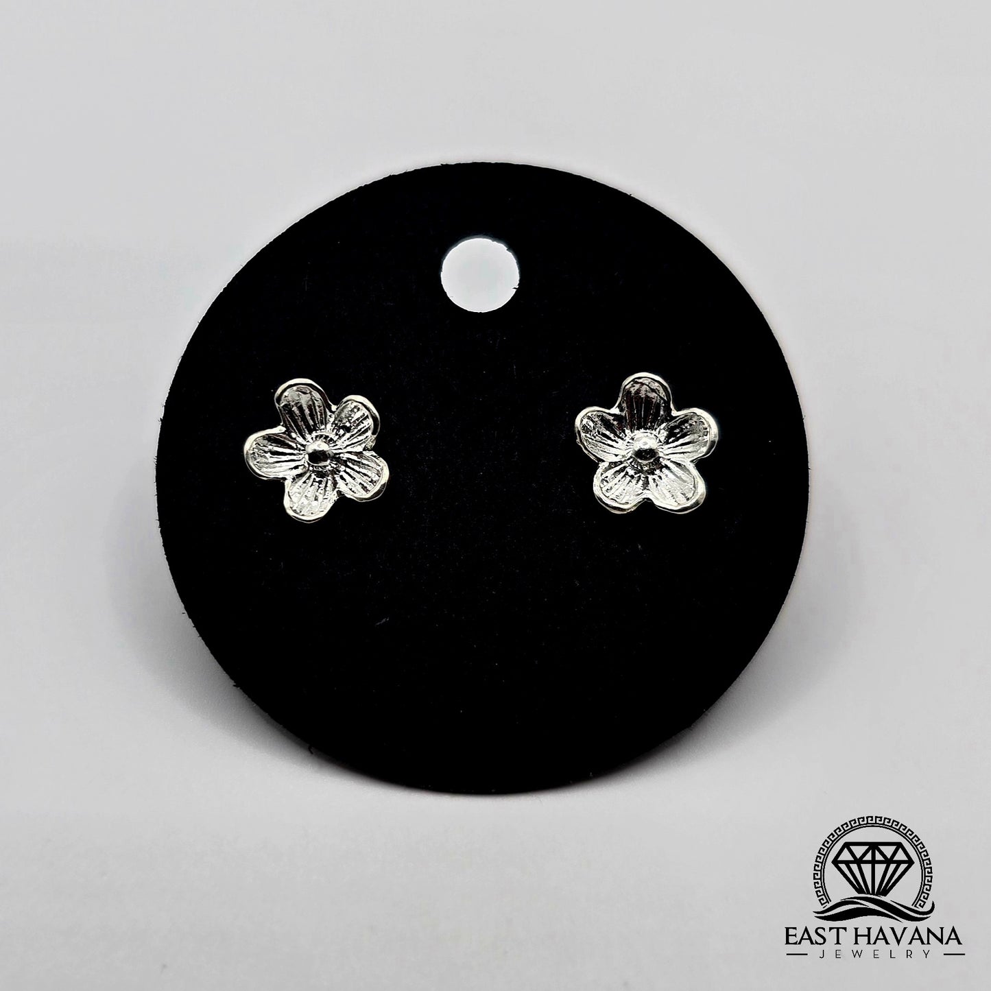 EARRINGS - Flower Pair [left & right] with Flower screw-on backs .950 Silver
