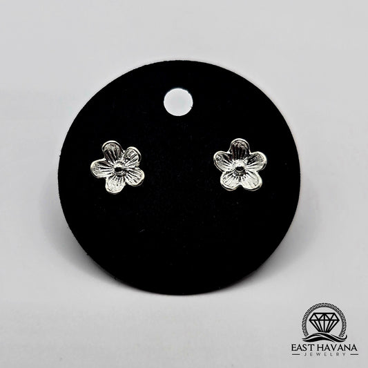 EARRINGS - Flower Pair [left & right] with Flower screw-on backs .950 Silver