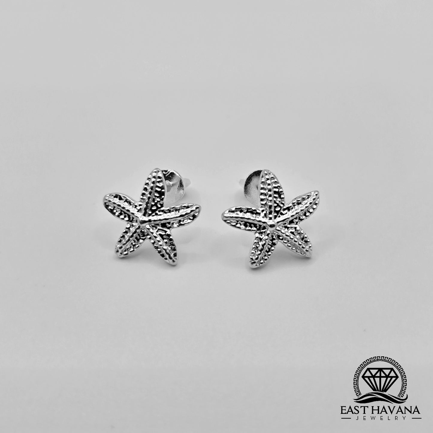 EARRINGS - Starfish Pair [left & right] with screw-on backs .950 Silver