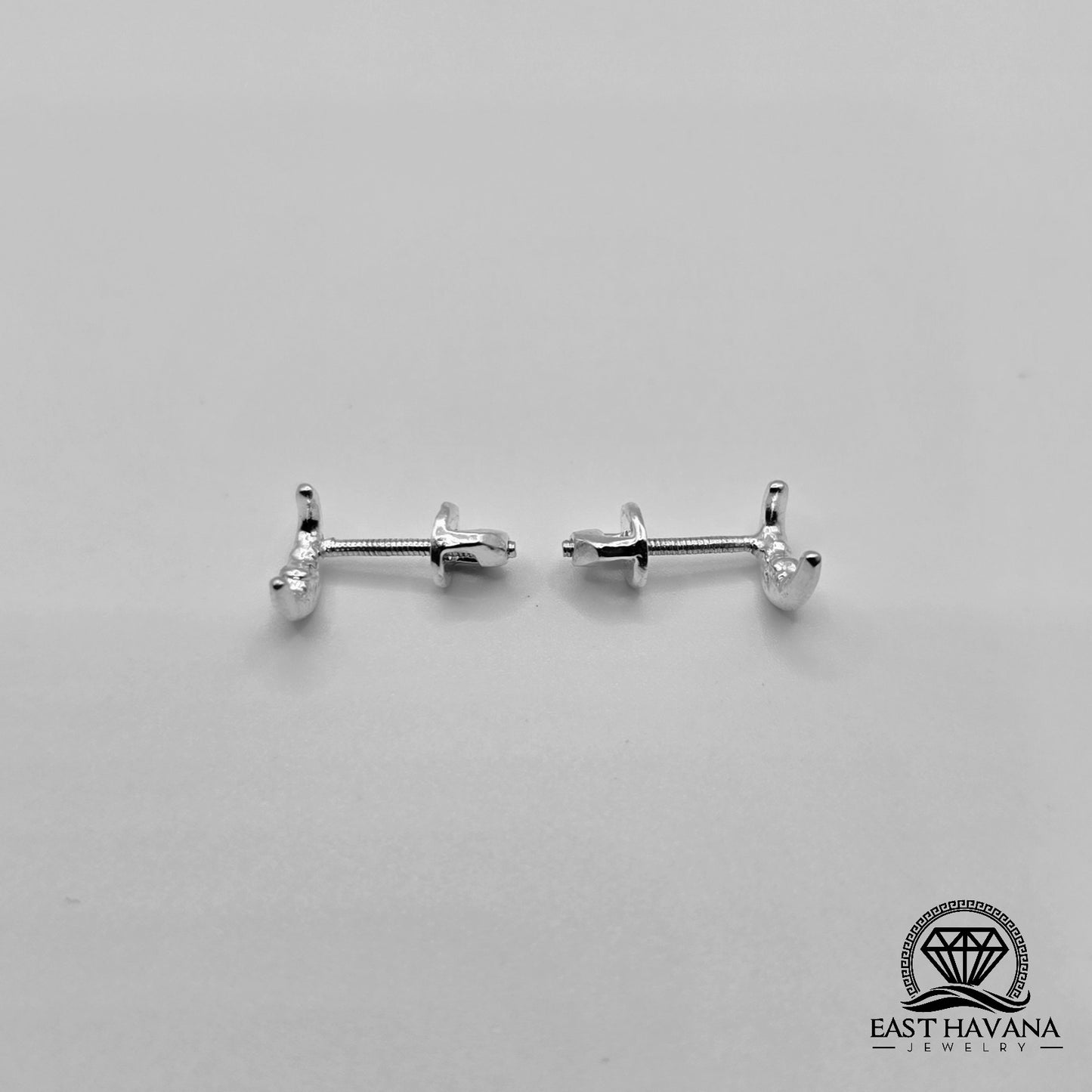EARRINGS - Moon Pair [left & right] with screw-on backs .950 Silver