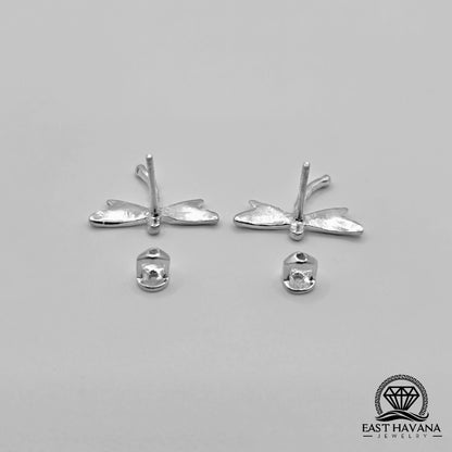 EARRINGS - Dragonfly Pair [left & right] with screw-on backs .950 Silver