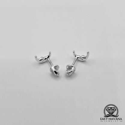 EARRINGS - Moon Pair [left & right] with screw-on backs .950 Silver