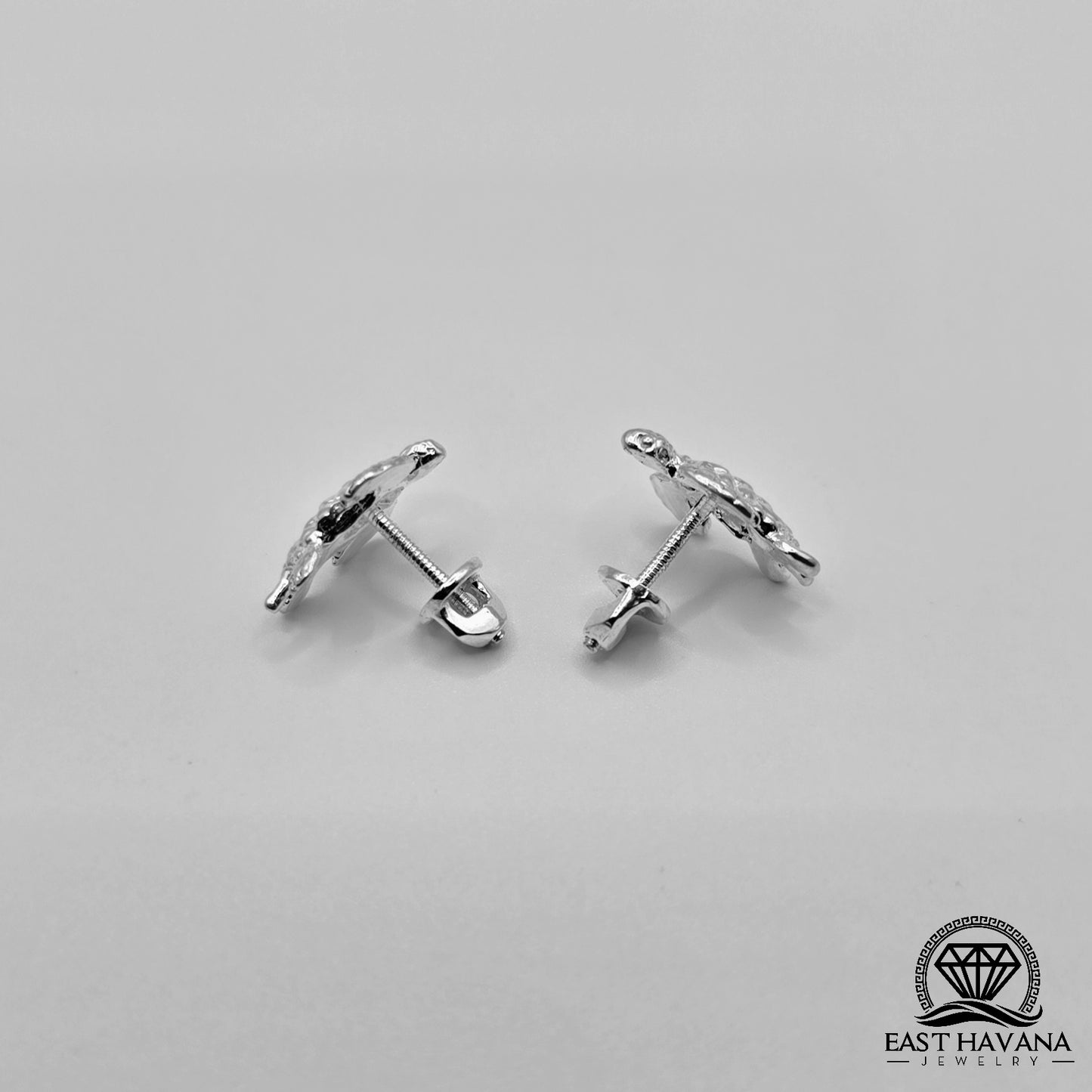 EARRINGS - Turtle Pair [left & right] with screw-on backs .950 Silver