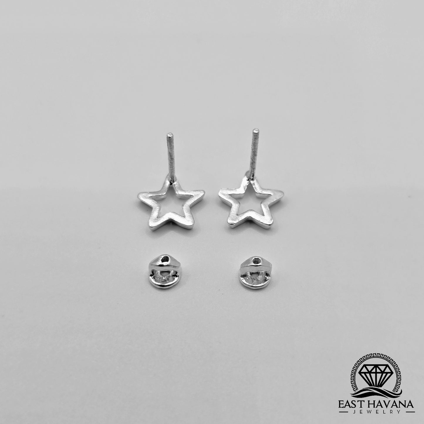 EARRINGS - Star Pair [left & right] with screw-on backs .950 Silver