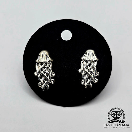 EARRINGS - Jellyfish Pair [left & right] with screw-on backs .950 Silver
