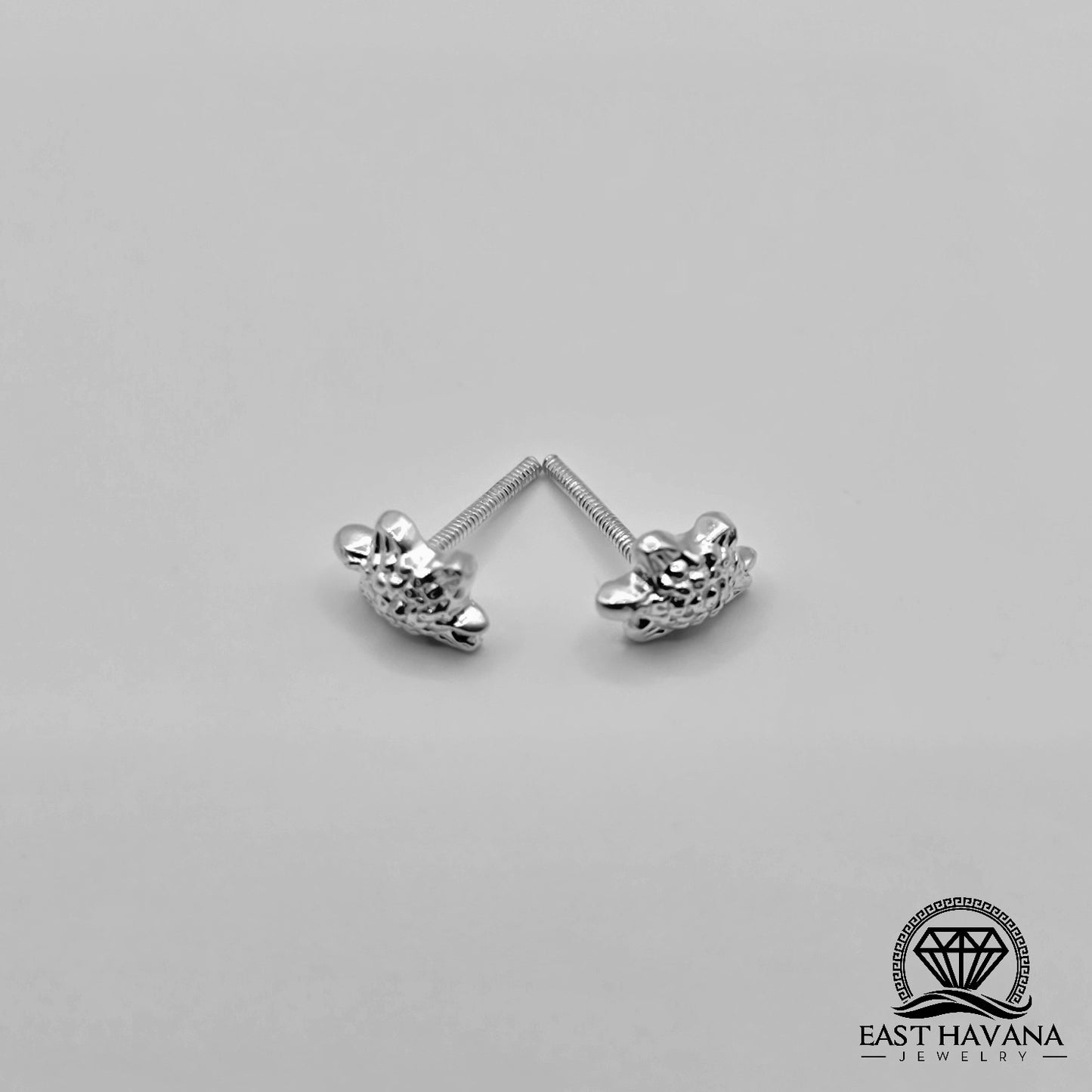 EARRINGS - Turtle Pair [left & right] with screw-on backs .950 Silver