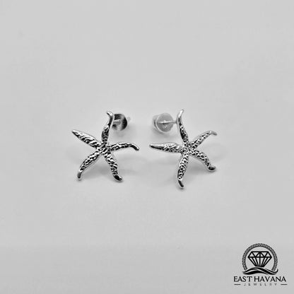 EARRINGS - Starfish Pair [left & right] with screw-on backs .950 Silver