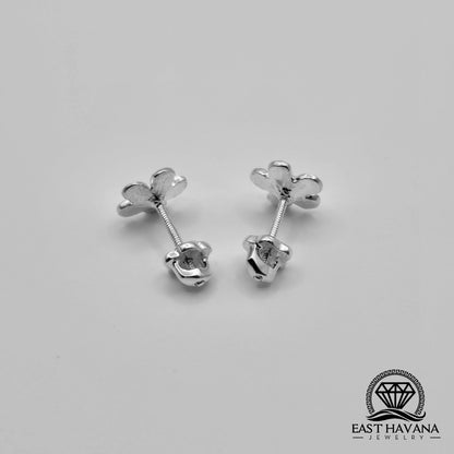 EARRINGS - Flower Pair [left & right] with Flower screw-on backs .950 Silver