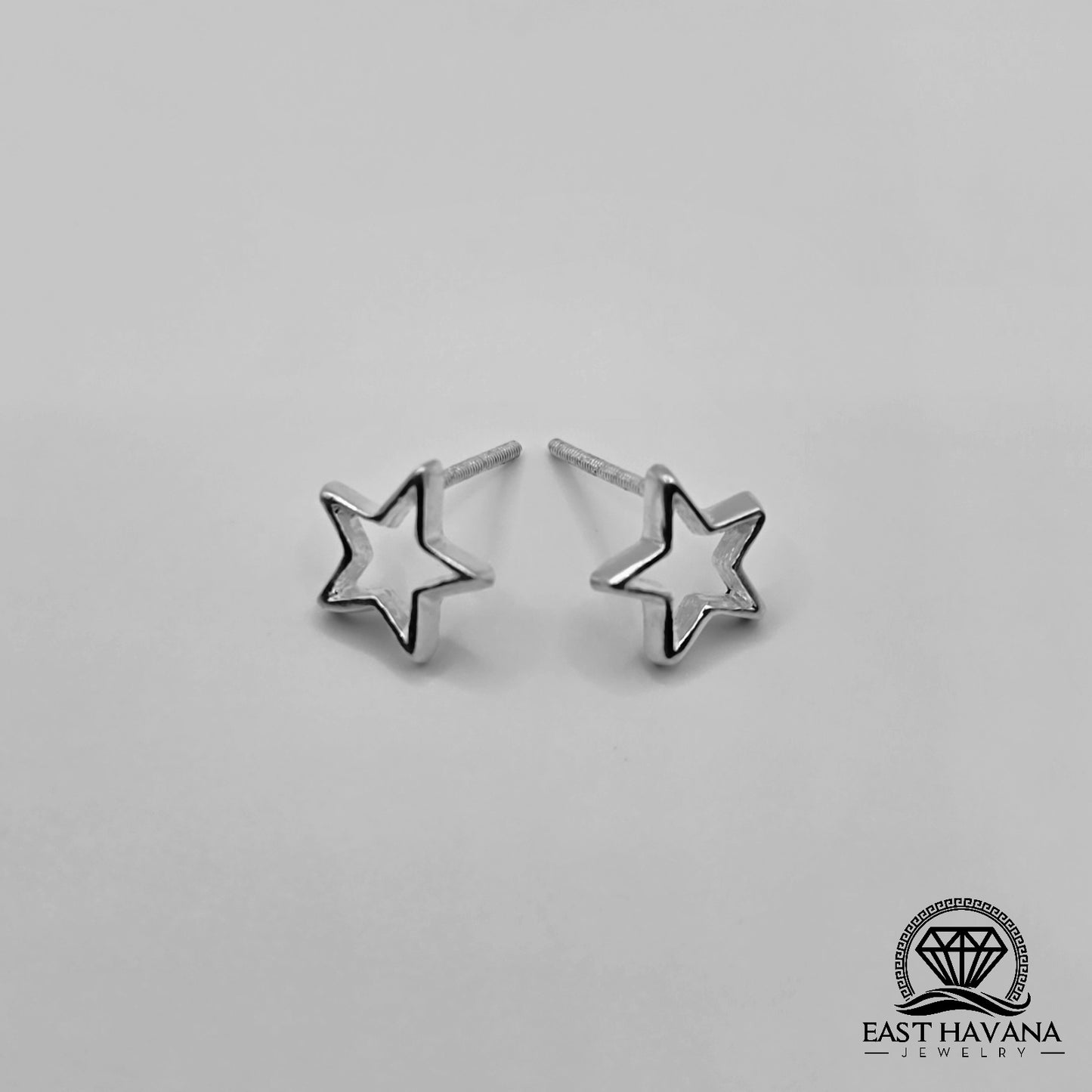EARRINGS - Star Pair [left & right] with screw-on backs .950 Silver
