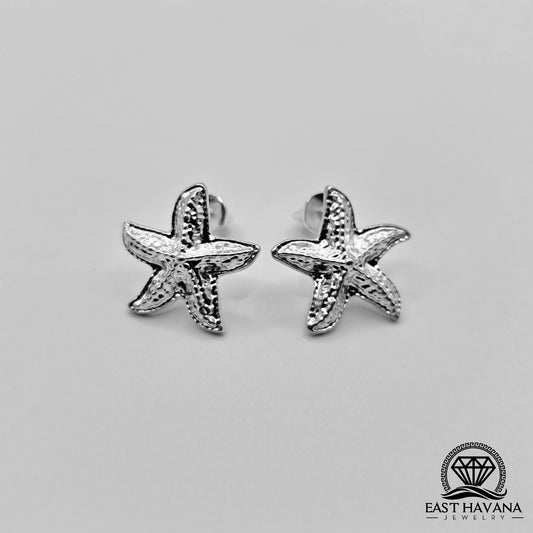 EARRINGS - Starfish Pair [left & right] with screw-on backs .950 Silver