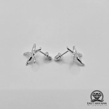 EARRINGS - Starfish Pair [left & right] with screw-on backs .950 Silver
