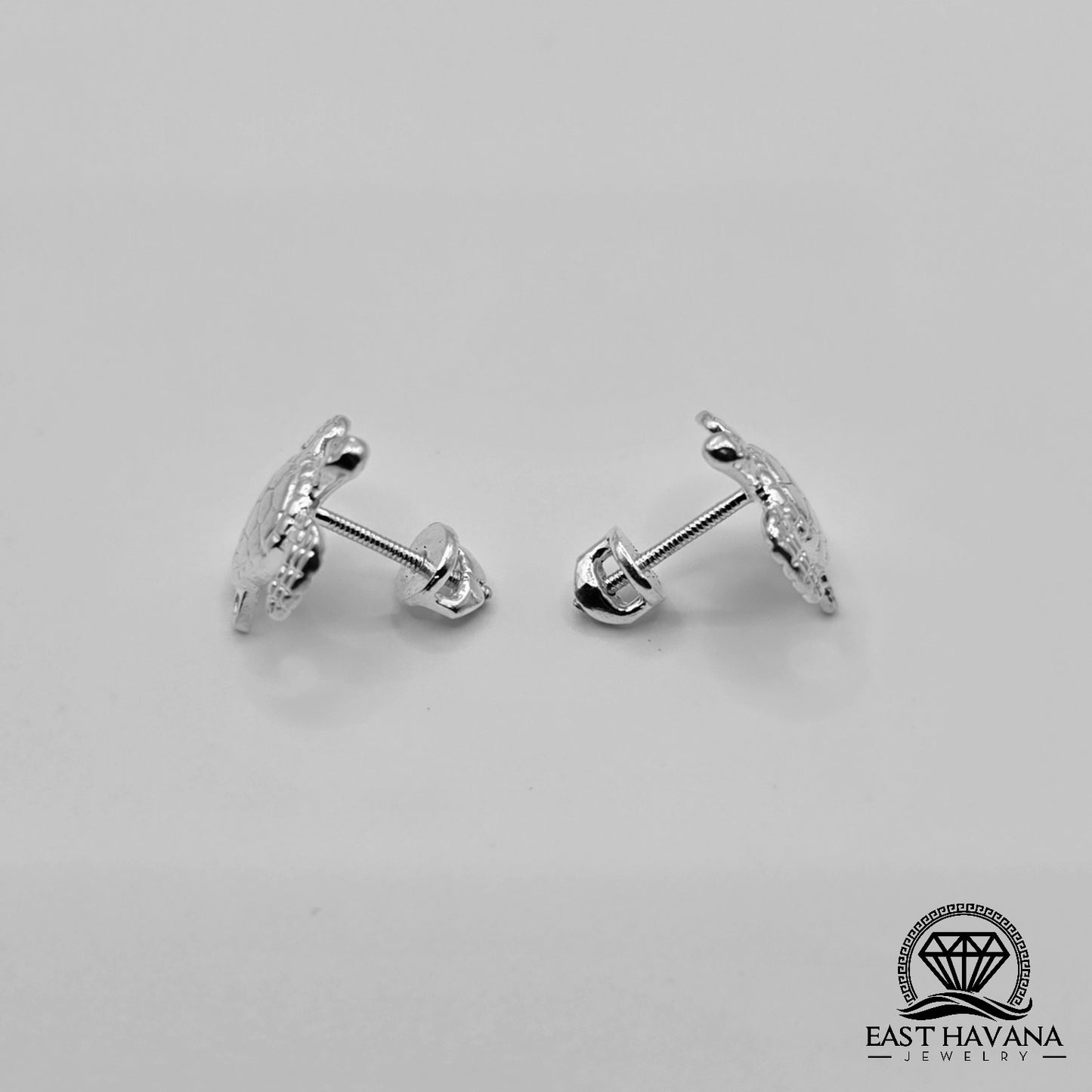 EARRINGS - Turtle Pair [left & right] with screw-on backs .950 Silver