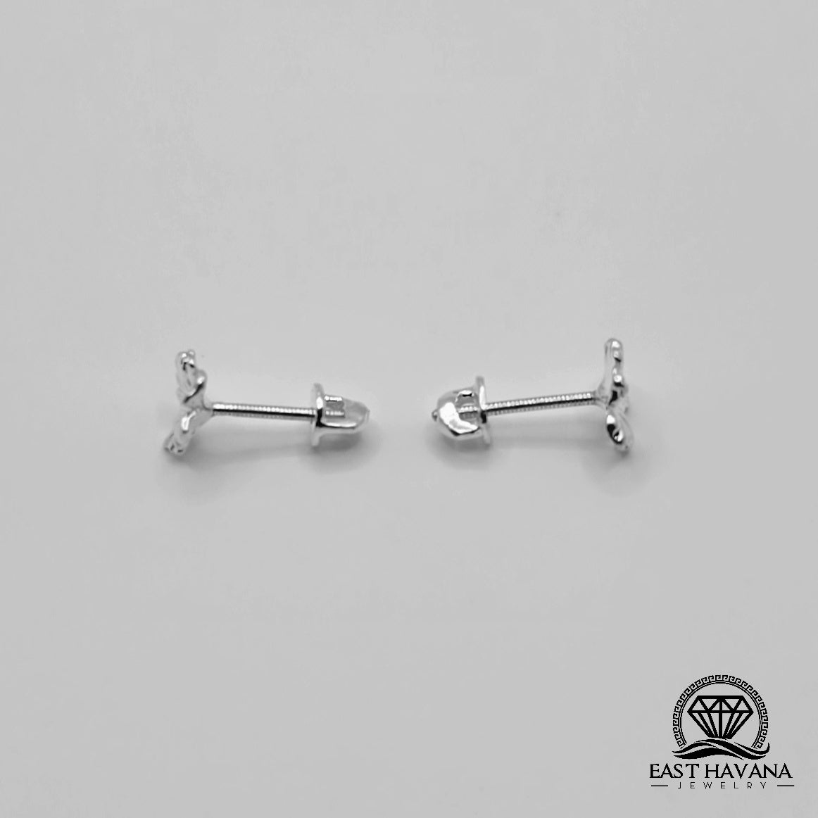 EARRINGS - Hibiscus Flower Pair [left & right] with screw-on backs .950 Silver