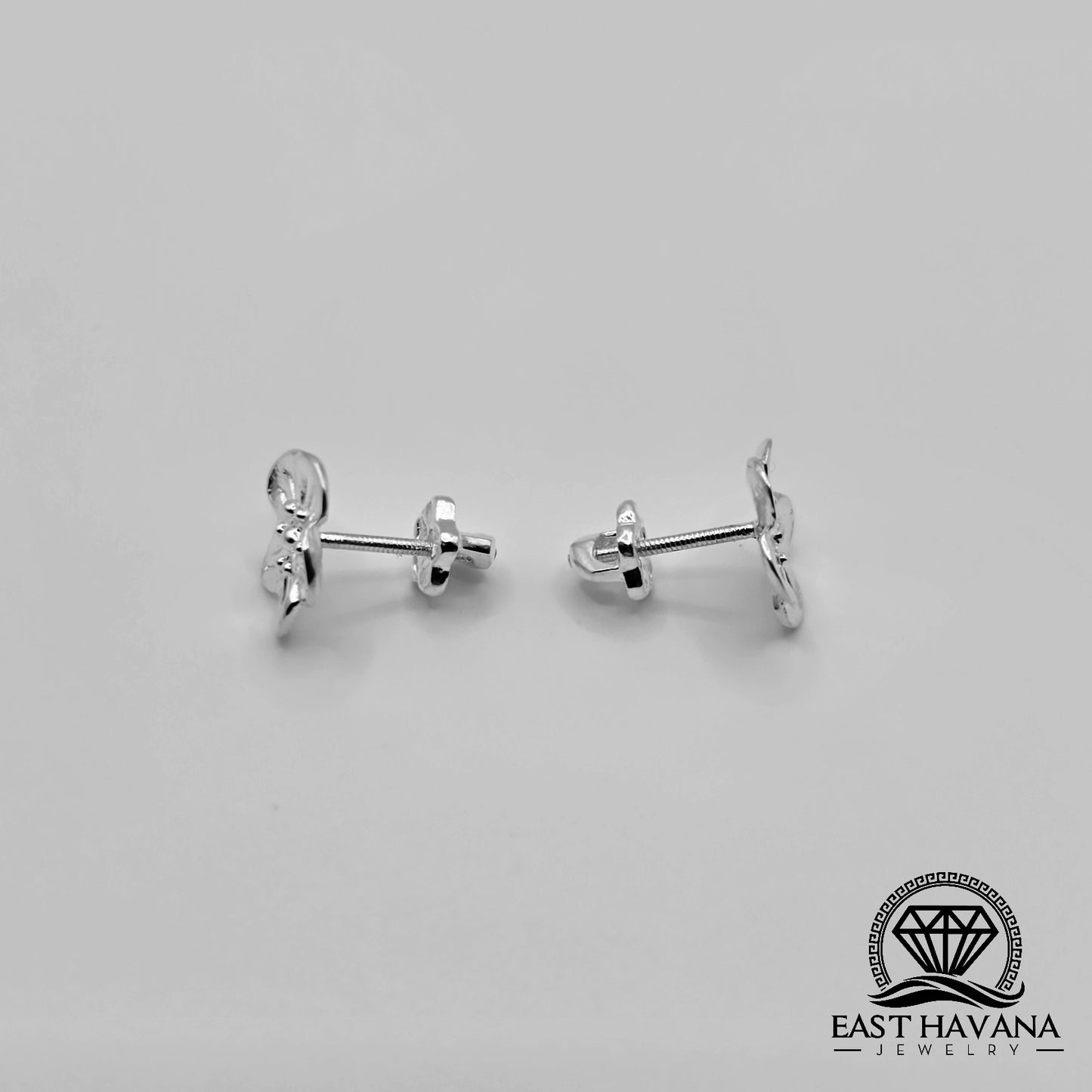 EARRINGS - Flower Pair [left & right] with Flower screw-on backs .950 Silver