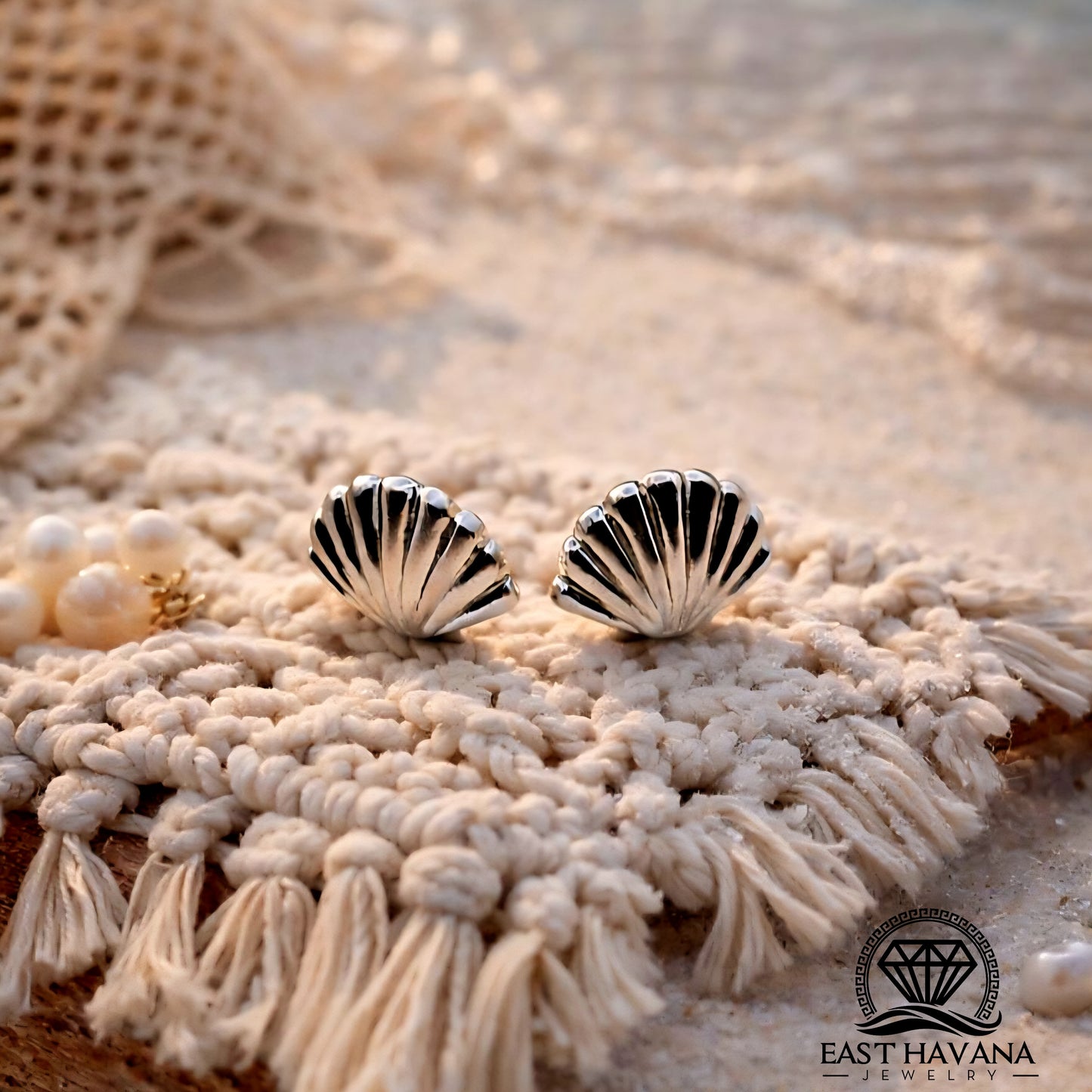 EARRINGS - Shell Pair [left & right] with screw-on backs .950 Silver