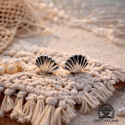 EARRINGS - Shell Pair [left & right] with screw-on backs .950 Silver