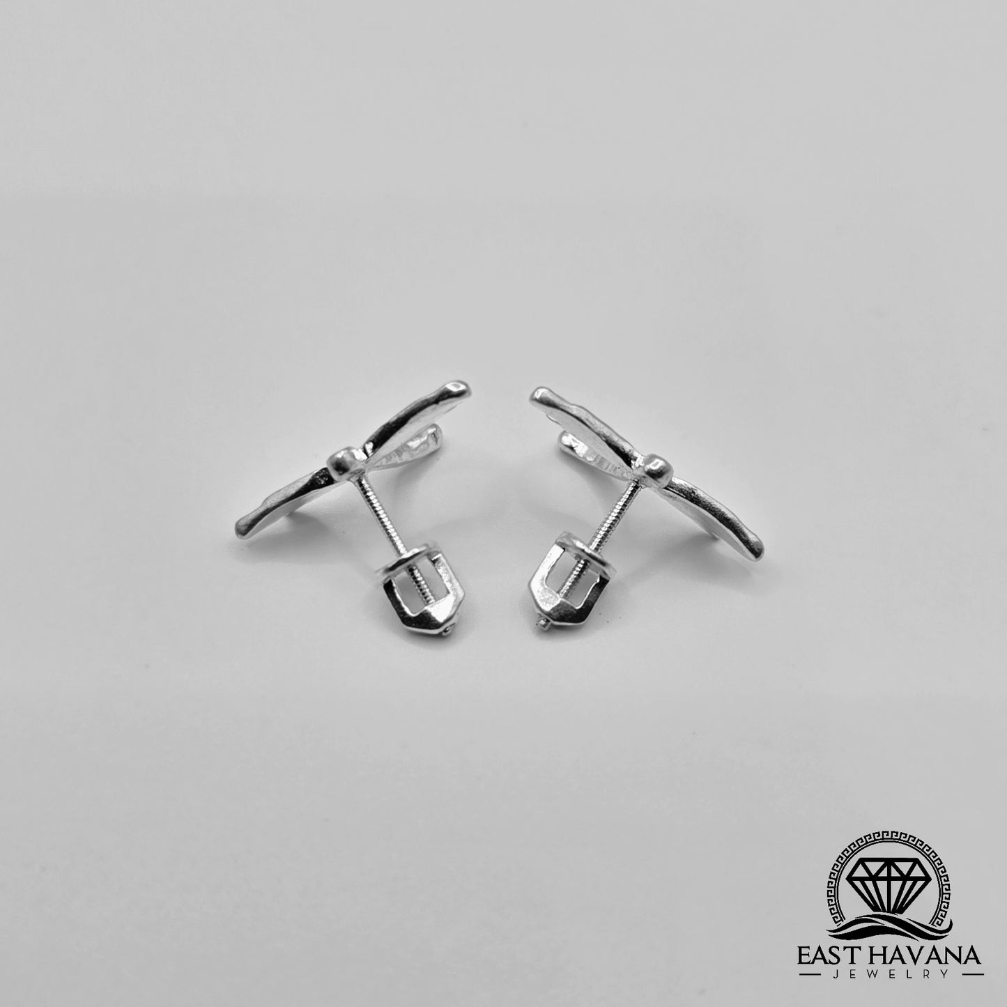 EARRINGS - Dragonfly Pair [left & right] with screw-on backs .950 Silver