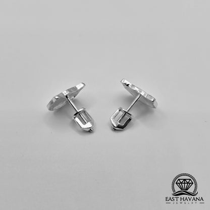 EARRINGS - Cat Face Pair [left & right] with screw-on backs .950 Silver