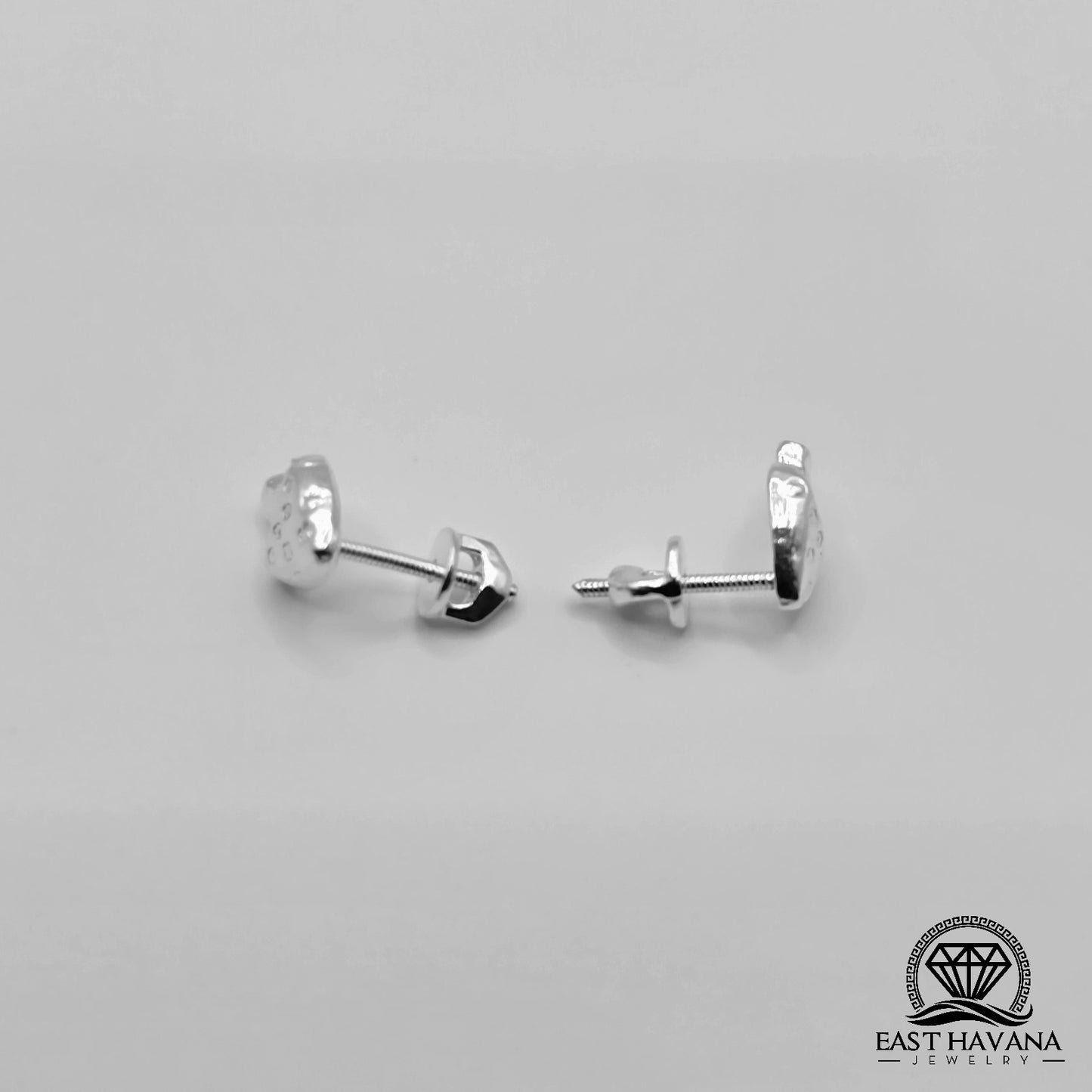 EARRINGS - Mushroom Pair [left & right] with Flower screw-on backs .950 Silver