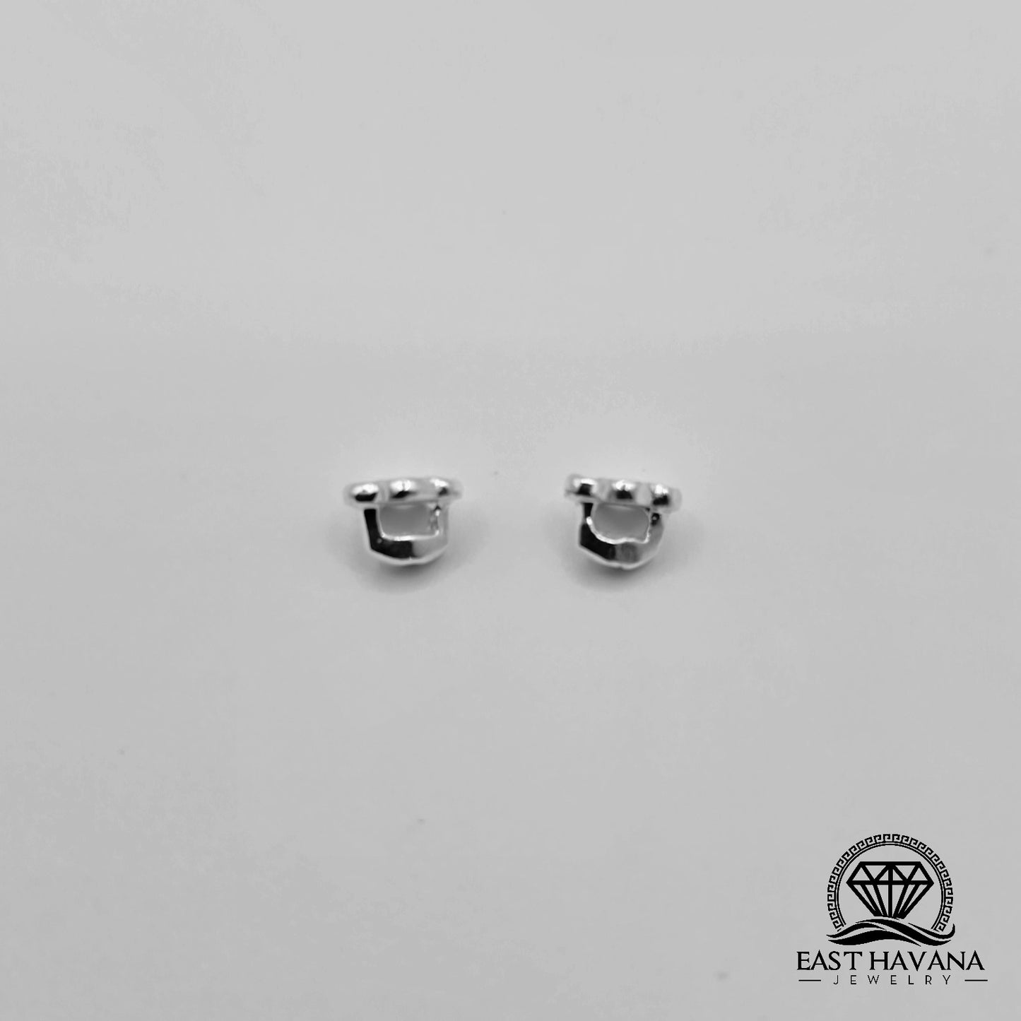 EARRINGS - Flower & Double Leaf Pair [left and right] with Flower screw-on backs .950 Silver