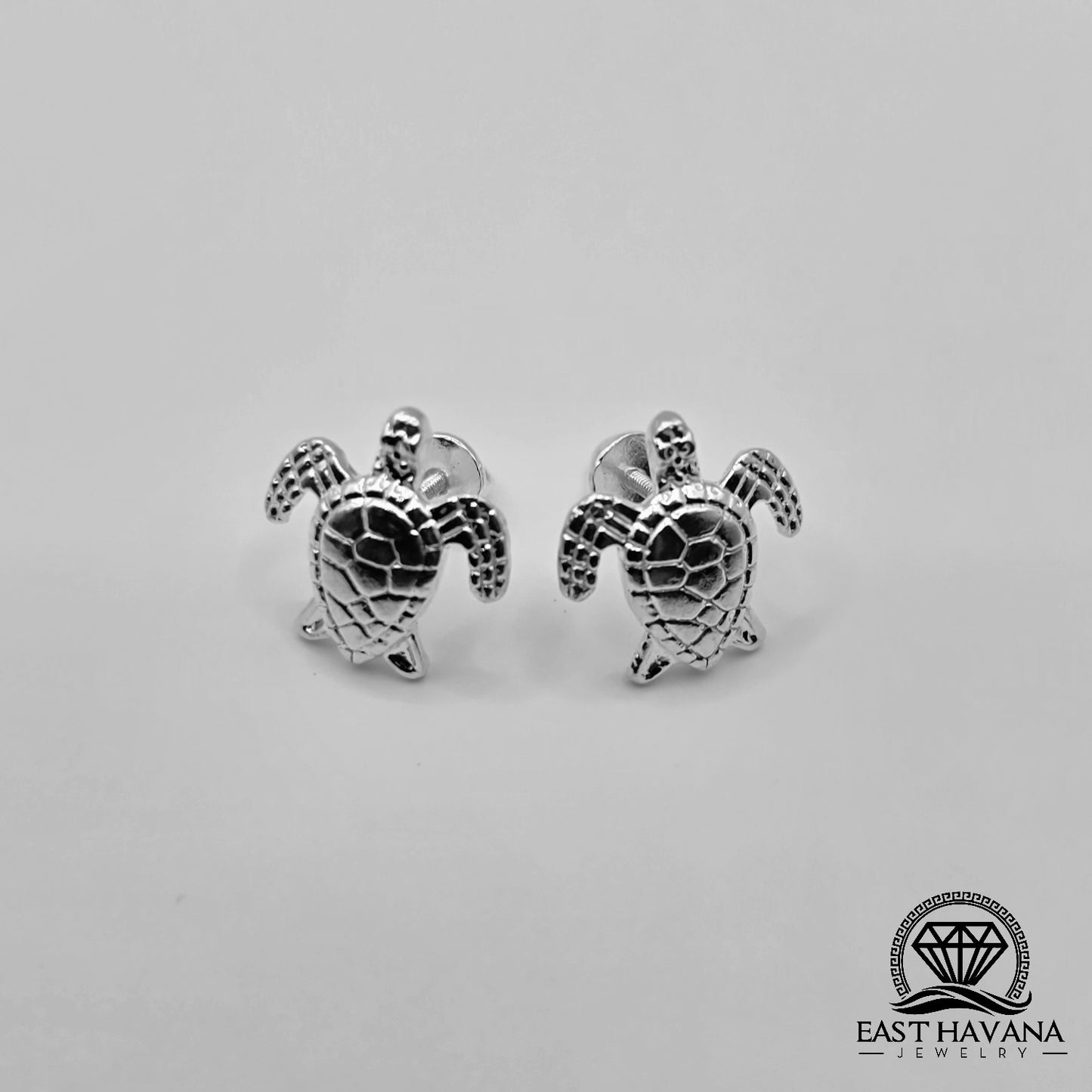 EARRINGS - Turtle Pair [left & right] with screw-on backs .950 Silver