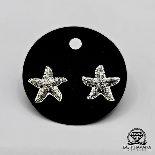 EARRINGS - Starfish Pair [left & right] with screw-on backs .950 Silver