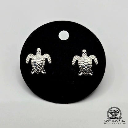 EARRINGS - Turtle Pair [left & right] with screw-on backs .950 Silver