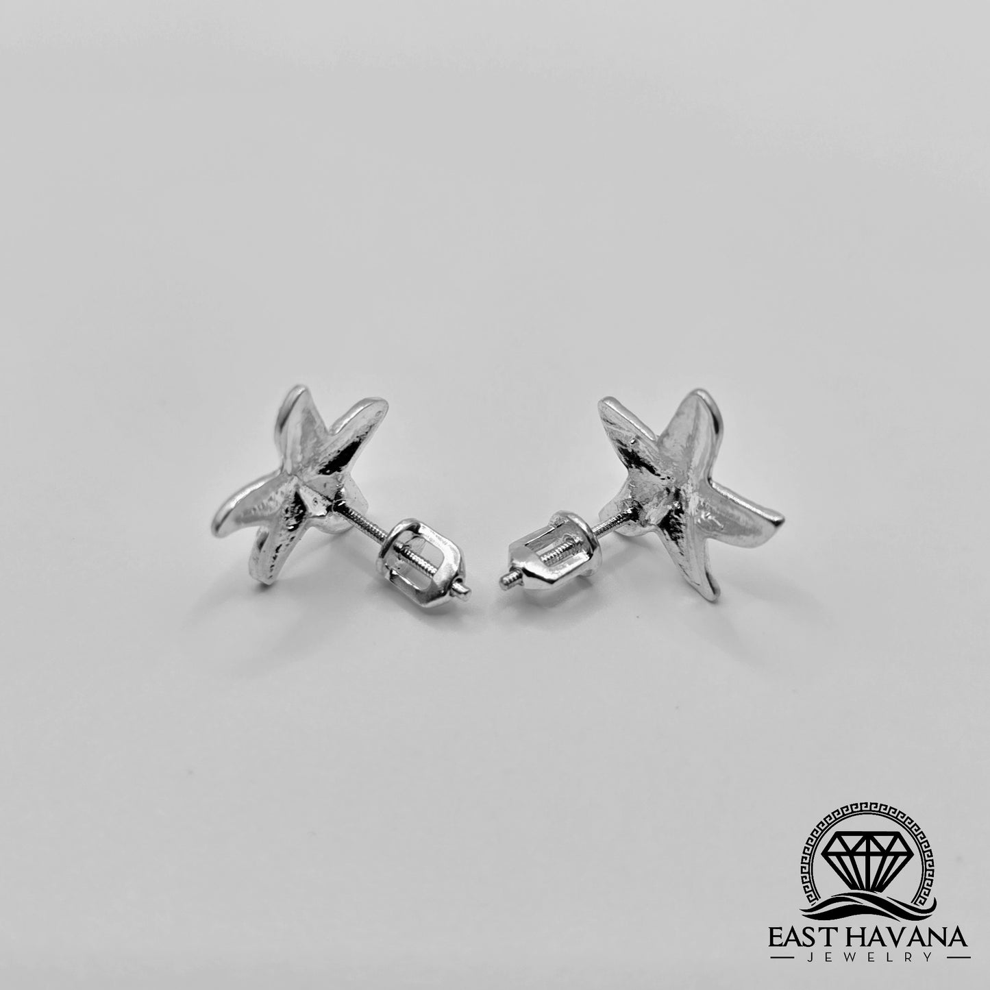 EARRINGS - Starfish Pair [left & right] with screw-on backs .950 Silver