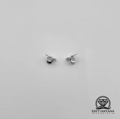EARRINGS - Hibiscus Flower Pair [left & right] with Flower screw-on backs .950 Silver