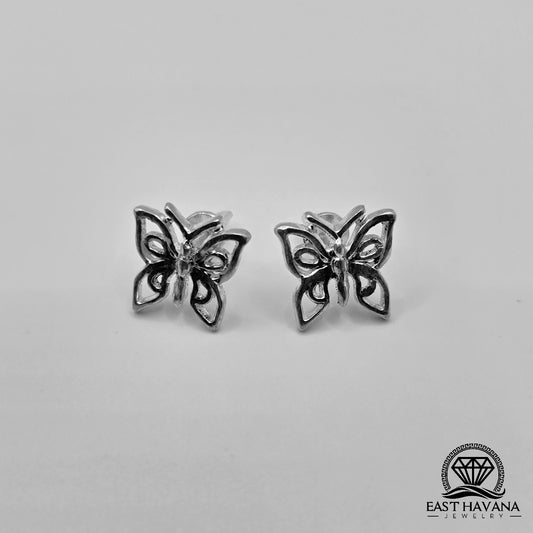 EARRINGS - Butterfly Pair [left & right] with screw-on backs .950 Silver
