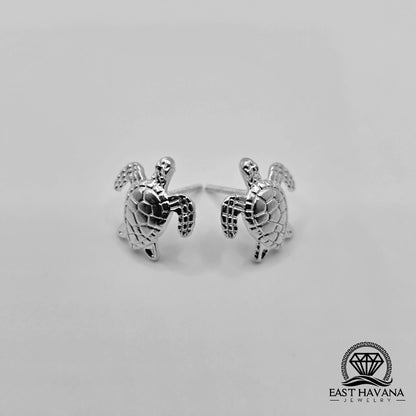 EARRINGS - Turtle Pair [left & right] with screw-on backs .950 Silver