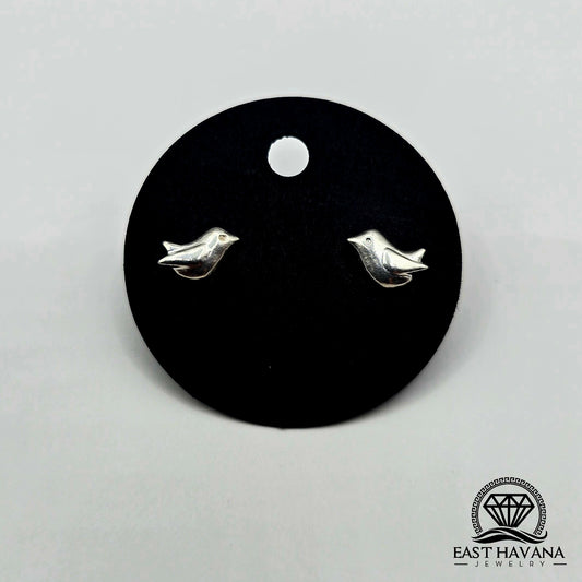 EARRINGS - Dove Pair [left & right] with screw-on backs .950 Silver