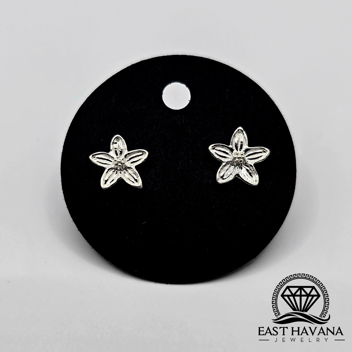 EARRINGS - Flower Pair [left & right] with Flower screw-on backs .950 Silver