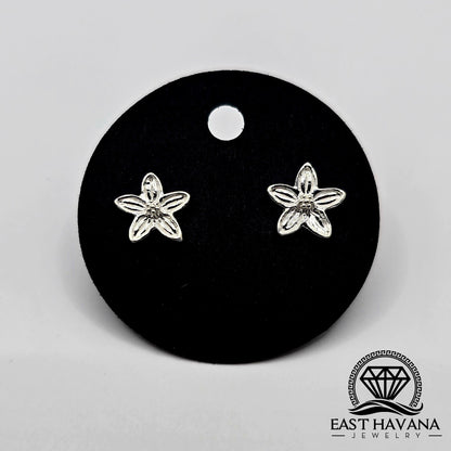 EARRINGS - Flower Pair [left & right] with Flower screw-on backs .950 Silver